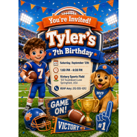 Football Birthday Party Invitation - Design #0001