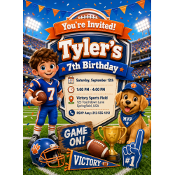 Football Birthday Party Invitation - Design #0001 Football Birthday Party Invitation - Design #0001